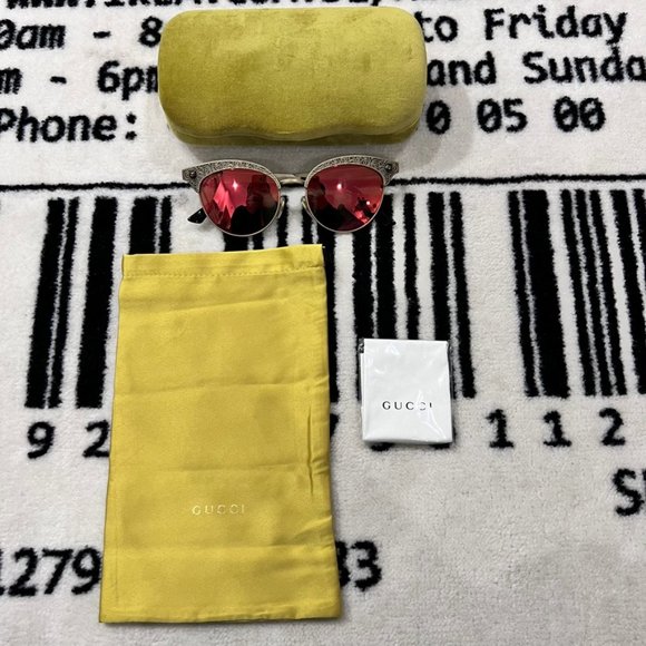 Gucci Sunglasses RARE GG0220S 001 Bronze Frame Orange Gold Mirror Lens 52MM - Picture 2 of 13